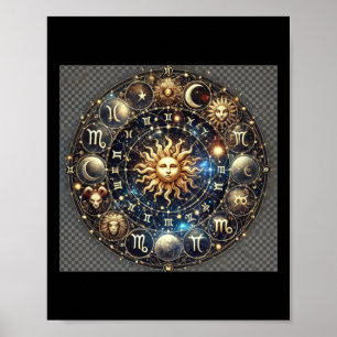 Himmelsrad des Zodiak – Mystisches Astrologie-Desi Poster