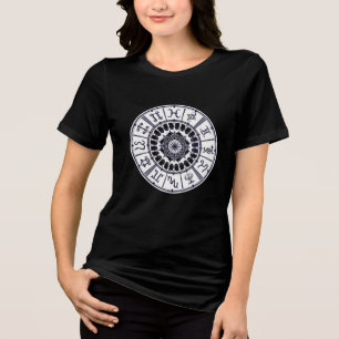 Himmelsrad-Zodiak-Zeichen-Mandala-Grafik-Kunst Tri-Blend Shirt
