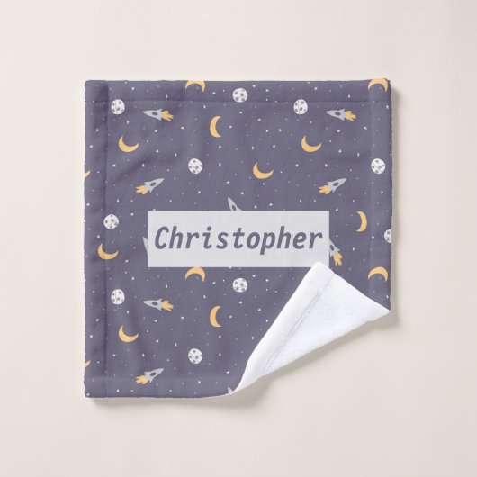Himmelsraketenmond Sterne Planet Muster Waschlappen (Waschlappen)