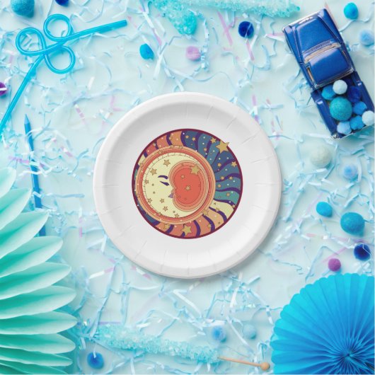 Himmelsraumdesign des Party Moon and Stars Pappteller (Party)