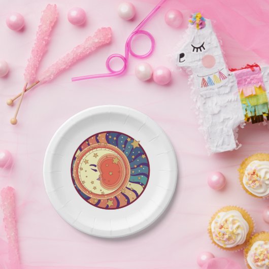 Himmelsraumdesign des Party Moon and Stars Pappteller (Party)