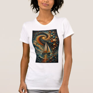 Himmelsreise | Abstrakte 3D-Mikro-Mosaik-Segelyach T-Shirt