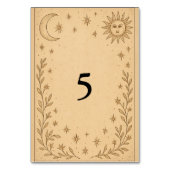 Himmelsromantik Mystische Sonne und Monddesign Tischnummer (Rückseite)