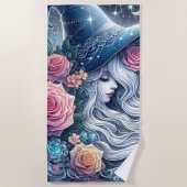 Himmelsrose Hexe Traumlandschaft Strandtuch (Vorderseite)
