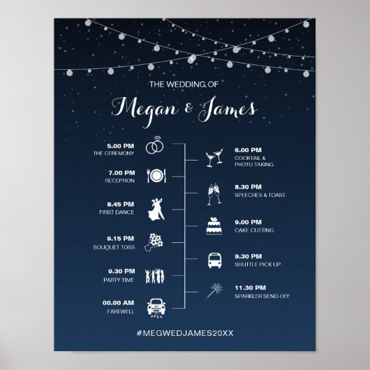 Himmelsschifffahrt Blue Starry Night Wedding Timel Poster (Vorne)