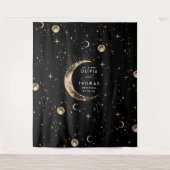 Himmelsschwarz und goldene mystische Hochzeitsszen Wandteppich (Vorderseite)