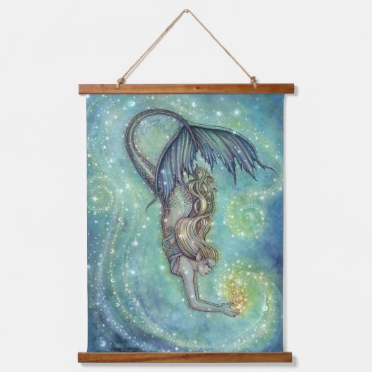 Himmelssee Meerjungfrau-Holz Topped Wall Tapestes Wandteppich Mit Holzrahmen (Vorderseite)