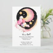 Himmelssegmente: Mond & Stars Baby Girl Dusche Einladung (Stehend Vorderseite)