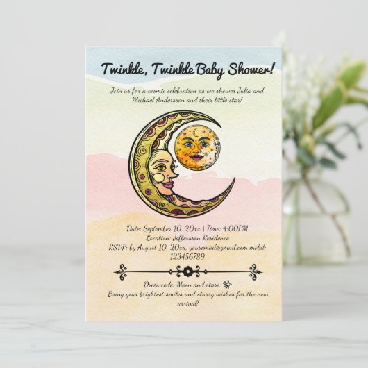 Himmelssegne: Wir begrüßen unseren kleinen Stern Einladung (Stehend Vorderseite)