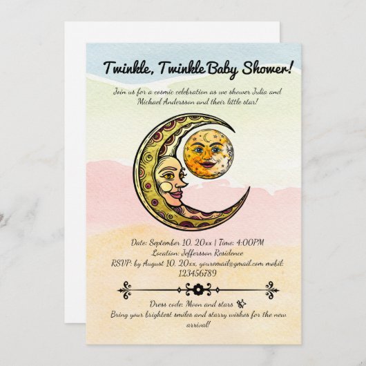 Himmelssegne: Wir begrüßen unseren kleinen Stern Einladung (Vorne/Hinten)