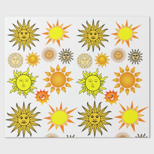 Himmelssonne sieht Cartoon-Felswand Geschenkpapier (Flach)