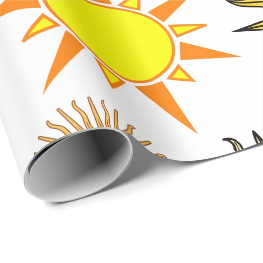 Himmelssonne sieht Cartoon-Felswand Geschenkpapier (Rolleneckpunkt)