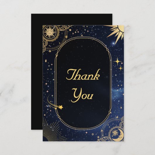 Himmelssonne und Mondhochzeit Dankeskarte (Vorne/Hinten)