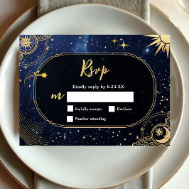 Himmelssonne und Mondhochzeit RSVP Karte