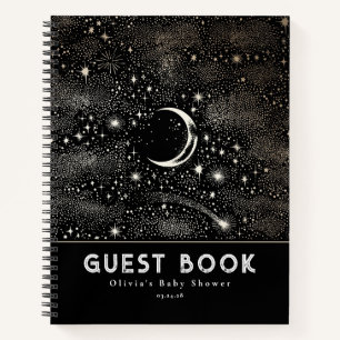 Himmelsstarry Night Moon and Stars Black Notizblock