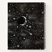 Himmelsstarry Night Moon and Stars Black Notizblock (Rückseite)