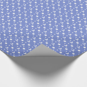 Himmelsstars und Mondmuster auf blau Geschenkpapier