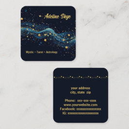 Himmelssterne in Gold auf blau Quadratische Visitenkarte