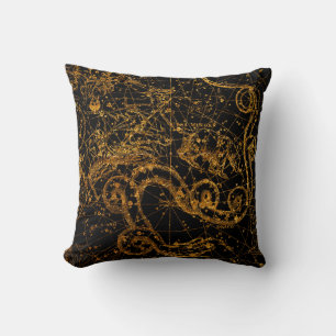 Himmelssternkarte Astrologisch Gold Draco Drache Kissen
