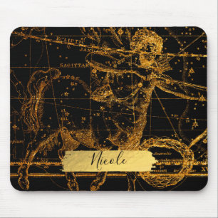 Himmelssternkarte Astrologisch Gold Schütze Mousepad