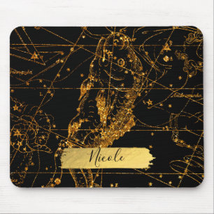 Himmelssternkarte Astrologisches Gold Fische Mousepad