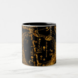 Himmelssternkarte Astrologisches Gold Krebs Zweifarbige Tasse