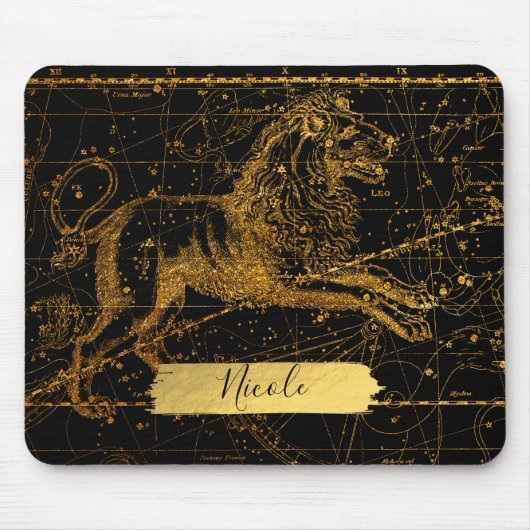Himmelssternkarte Astrologisches Zeichen LÖWE Löwe Mousepad (Vorne)