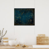 Himmelssternkarte Konstellation blaue Goldgalaxie Poster (Küche)