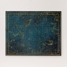 Himmelssternkarte Konstellation blaue Goldgalaxie