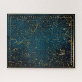Himmelssternkarte Konstellation blaue Goldgalaxie Puzzle