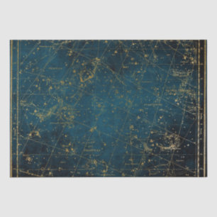 Himmelssternkarte Konstellation blaue Goldgalaxie Seidenpapier