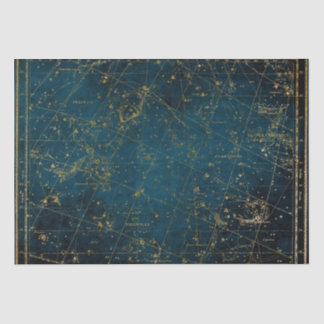 Himmelssternkarte Konstellation blaue Goldgalaxie Seidenpapier