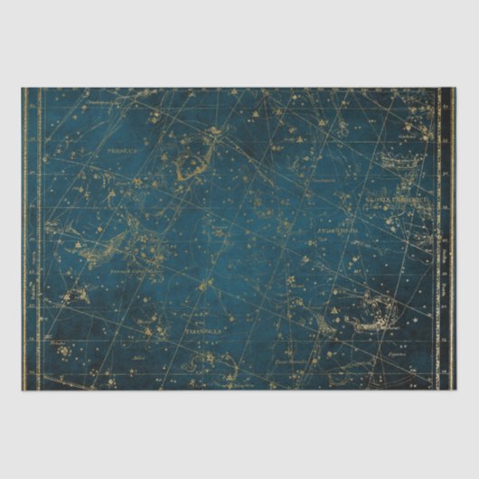Himmelssternkarte Konstellation blaue Goldgalaxie  Seidenpapier (Vorderseite)