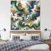 Himmelsströmungen - Abstraktes Gold und Emerald Ca Leinwanddruck (Insitu (Schlafzimmer))