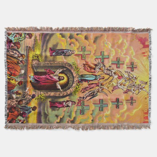 Himmelstor Jesus umarmt von Engeln Decke (Vorderseite)