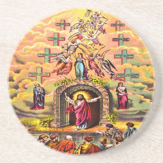 Himmelstor Jesus umarmt von Engeln Getränkeuntersetzer (Vorne)