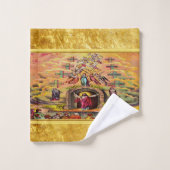 Himmelstor mit goldener Folientextur und Jesus Badhandtuch Set (Waschlappen)
