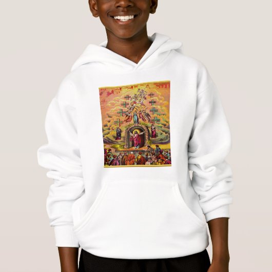 Himmelstor mit goldener Folientextur und Jesus Hoodie (Vorderseite)