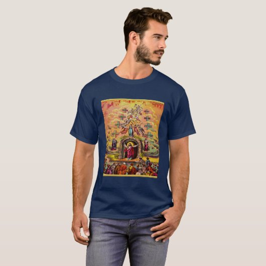 Himmelstor mit goldener Folientextur und Jesus T-Shirt (Vorne ganz)