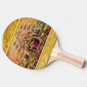 Himmelstor mit goldener Folientextur und Jesus Tischtennis Schläger (Seitenansicht)