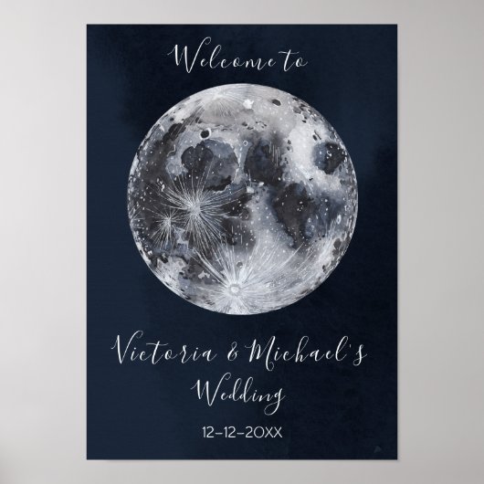 Himmelsvoller Vollmond und Sternenposter Poster (Vorne)