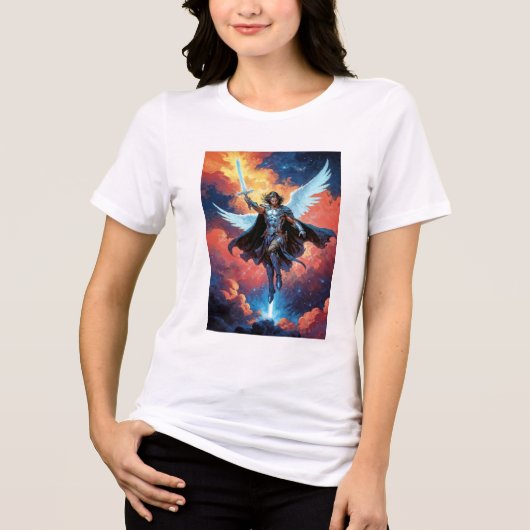 Himmelswächter Krieger Erzengel Michael Tri-Blend Shirt (Vorderseite)