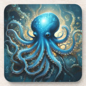 Himmelswellen: Das blaue Octopus-Fraktal Kunst Getränkeuntersetzer (Vorderseite)