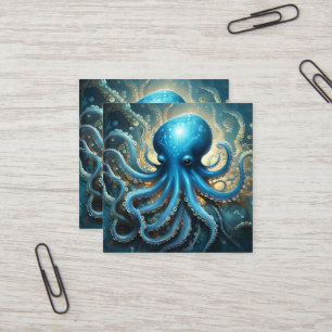Himmelswellen: Das blaue Octopus-Fraktal Kunst Quadratische Visitenkarte