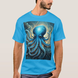 Himmelswellen: Das blaue Octopus-Fraktal Kunst T-Shirt