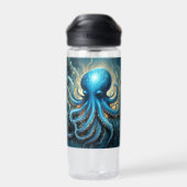 Himmelswellen: Das blaue Octopus-Fraktal Kunst Trinkflasche (Rückseite)