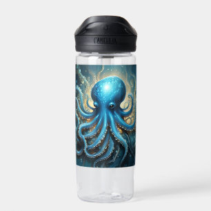 Himmelswellen: Das blaue Octopus-Fraktal Kunst Trinkflasche