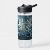 Himmelswellen: Das blaue Octopus-Fraktal Kunst Trinkflasche (Links)