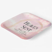 Himmelswolken Rosa Golden Arch Babydusche Pappteller (Gewinkelt)