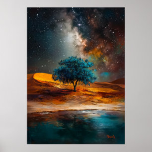 Himmelswüste - Einsamer Baum unter der Milchstraße Poster